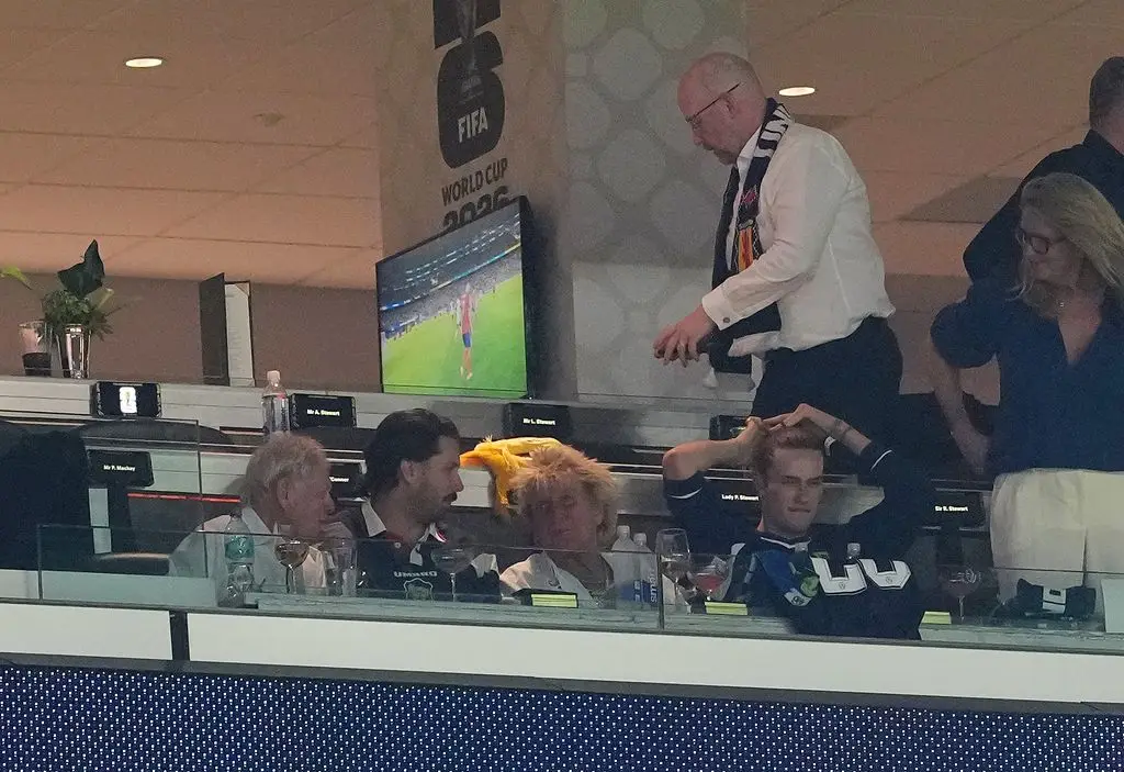 Sir Rod Stewart (third left) in the stands during the FIFA World Cup Group C match at Boston Stadium, Foxborough