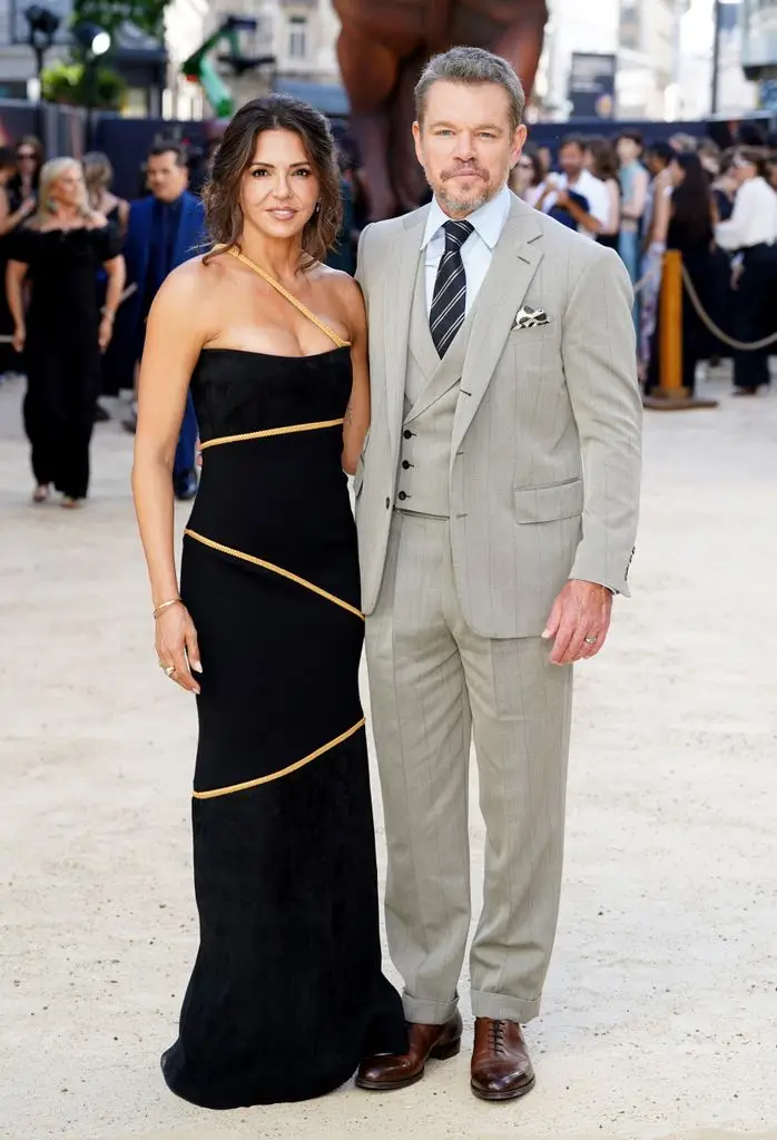 Matt Damon reveals strict 'non-negotiable' rule in his 20-year marriage to spouse Luciana 1 Matt Damon in a gray suit and Luciana in a black dress standing together at an event.