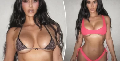 Kim Kardashian Introduces New Skims Microscopic Leopard Print Bra and Thong 24 Kim Kardashian Introduces New Skims Microscopic Leopard Print Bra and Thong