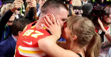 What to offer Taylor Swift and Travis Kelce for his or her marriage ceremony 5 Travis Kelce #87 of the Kansas City Chiefs kisses Taylor Swift after defeating the San Francisco 49ers 25-22 in overtime during Super Bowl LVIII at Allegiant Stadium on February 11, 2024 in Las Vegas, Nevada.