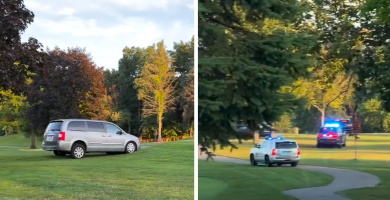 Video shows attempted murder suspect leading cops on car chase through golf course