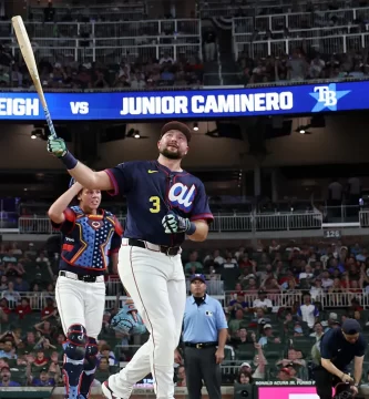 Cal Raleigh #29 of the Seattle Mariners competes in the final round of the Home Run Derby at Truist Park on July 14, 2025 in Atlanta, Georgia.