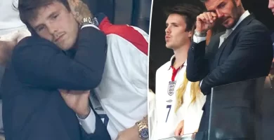David Beckham's son Cruz comforts his father after England's World Cup defeat 26 David Beckham's son Cruz comforts his father after England's World Cup defeat