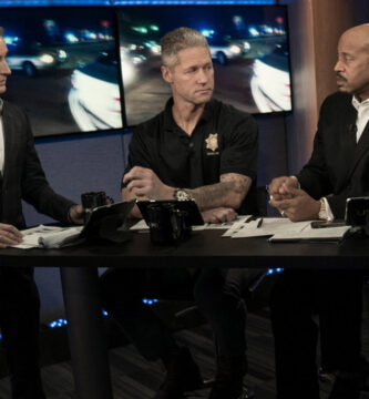 The 'Dwell PD' Gang Reunites as Tom Morris Jr. Joins 'On Patrol: Dwell' 1 Live PD, from left: host Dan Abrams, guest analyst Sean 'Sticks' Larkin, analyst Tom Morris Jr., (2017).