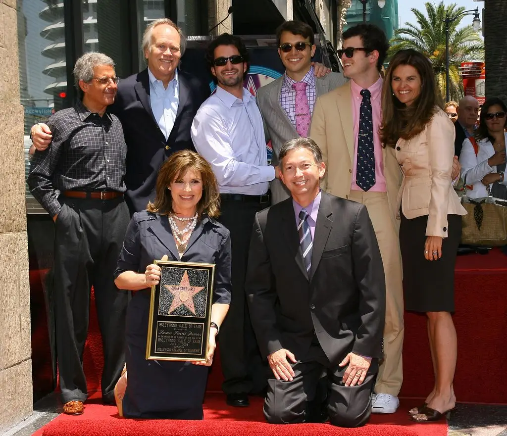 Ron Meyer, Dick Ebersol, Harmony Ebersol, Charles Ebersol, William Ebersol, California First Lady Maria Shriver, actress Susan Saint James and Hollywood Chamber of Commerce President Leron Gubler attend the placing of a star on the Hollywood Walk of Fame in honor of actress Susan Saint James, near the intersection of Hollywood Boulevard and Vine Street, June 11, 2008.