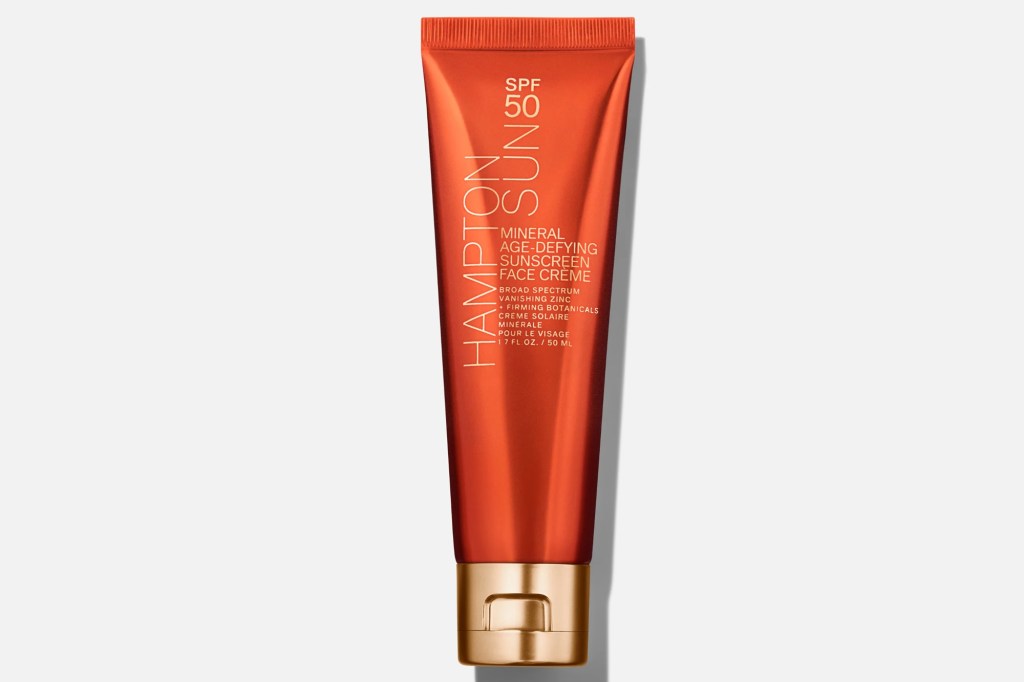 Cindy Crawford and Kaia Gerber each use Hampton Solar luxurious sunscreen 1 A tube of Hampton Sun mineral anti-aging sunscreen with SPF 50.