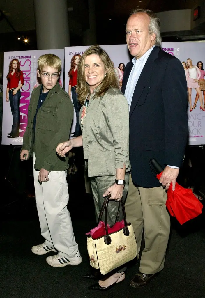 Actress Susan St. James and her husband, NBC Sports chief Dick Ebersol, attend a private screening of "mean girls" with their son Edward “Teddy” Ebersol at the Loews Lincoln Square Theater on April 23, 2004.