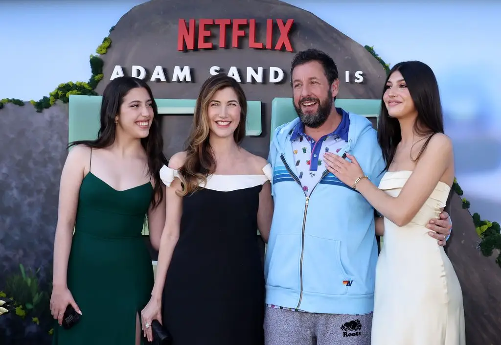 The Touching Purpose Taylor Swift and Travis Kelce Requested Adam Sandler to Marry Them 2 Sadie Sandler, Jackie Sandler, Adam Sandler and Sunny Sandler attend the Netflix premiere "Lion" at the Regency Village Theater on November 19, 2023 in Los Angeles, California.