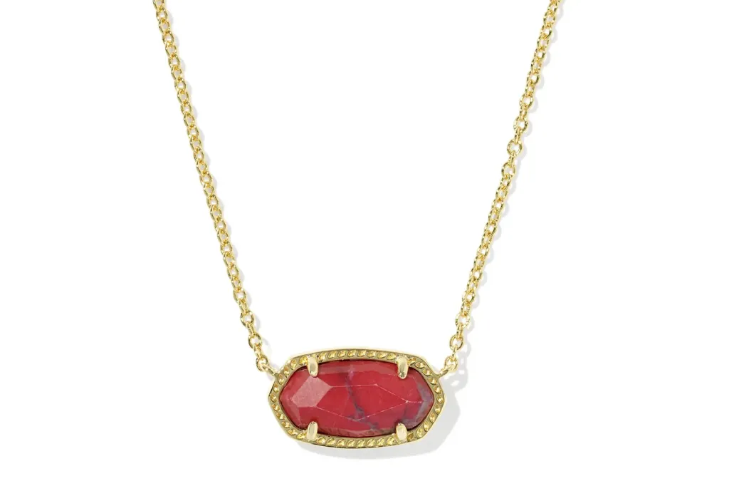 Nordstrom's Anniversary Sale has celebrity-worn jewellery discounted as much as 35% off 1 A gold chain necklace with an elongated hexagonal faceted red gemstone pendant.