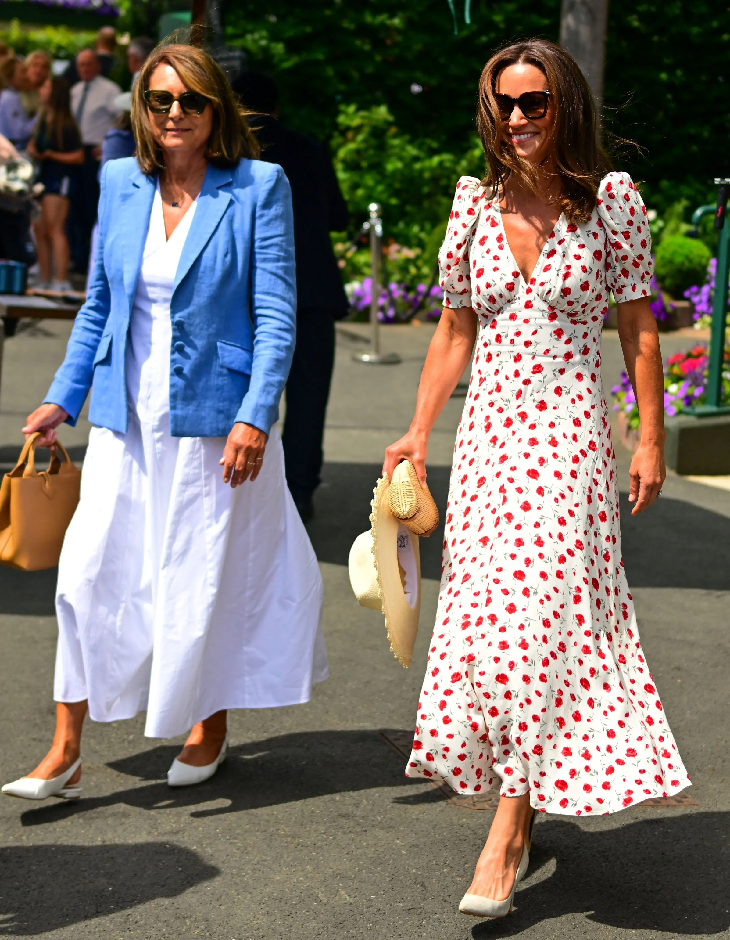 Pippa Middleton and her mother, Carol Middleton, walking at the Wimbledon Tennis Championships.