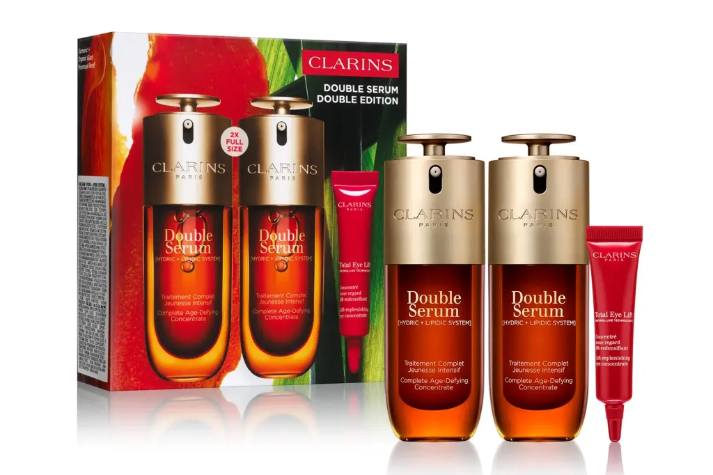 What Web page Six Editors Are Actually Shopping for at Nordstrom's Anniversary Sale 7 Clarins Double Serum Double Edition gift set including two full-size Double Serum bottles and a tube of Total Eye Lift.