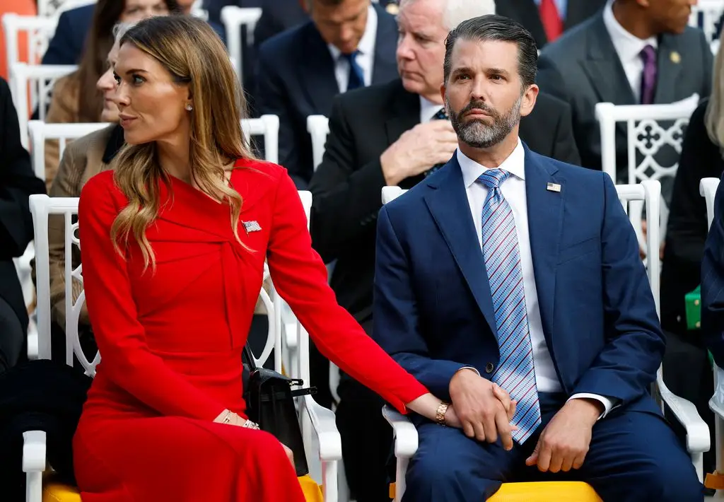 Bettina Trump shares heartwarming stepmom second with Donald Trump Jr.'s youngsters 2 Donald Trump Jr. sits with his girlfriend Bettina Anderson before a Presidential Medal of Freedom ceremony in the White House Rose Garden