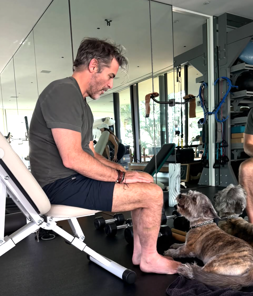 Jennifer Aniston's loved-up weekend with Jim Curtis has followers asking a stunning query 3 Jim with Jennifer's dog in the gym