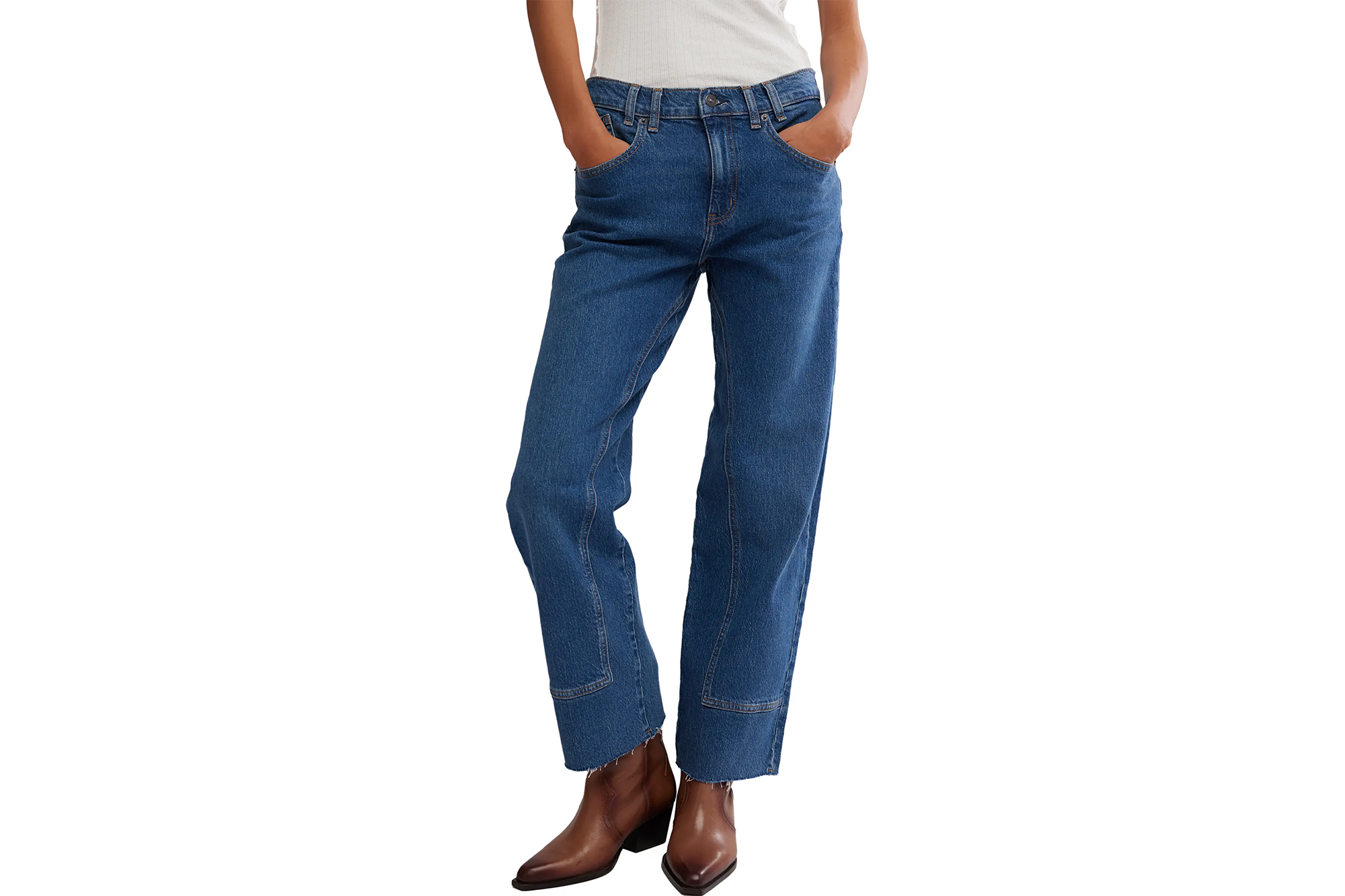 Nordstrom Anniversary Sale Has Nice Free Folks Offers 6 Cropped image of a person wearing jeans, hands in pockets.
