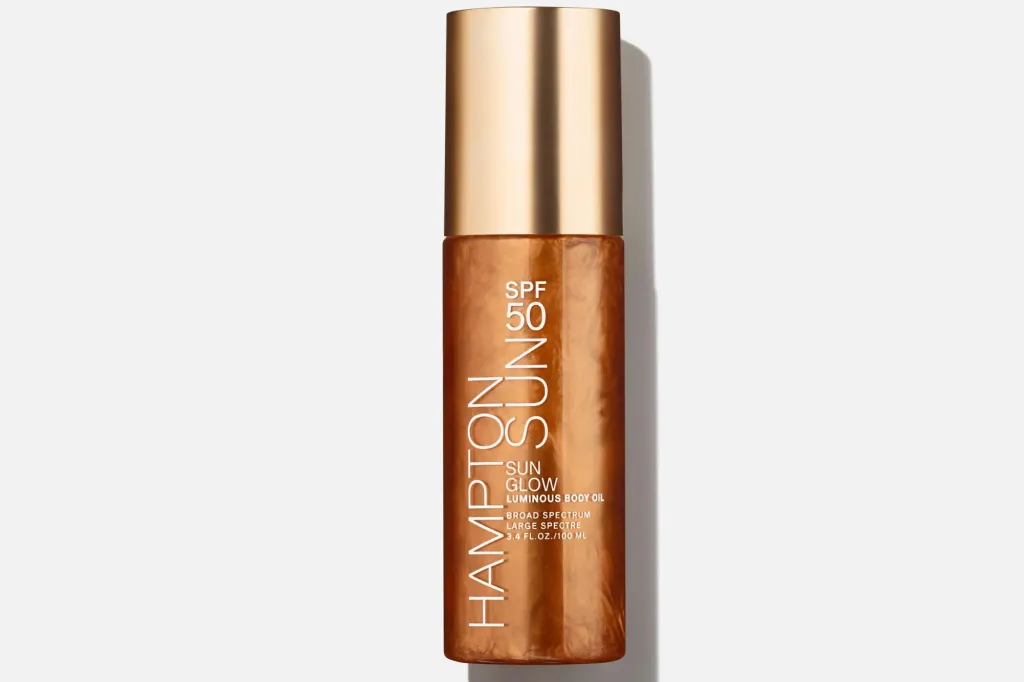 Cindy Crawford and Kaia Gerber each use Hampton Solar luxurious sunscreen 3 Hampton Sun Sun Glow Luminous Body Oil with SPF 50.