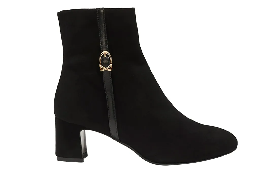What Web page Six Editors Are Actually Shopping for at Nordstrom's Anniversary Sale 6 Black ankle boot with a small block heel and a decorative gold buckle.