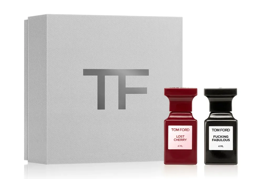 What Web page Six Editors Are Actually Shopping for at Nordstrom's Anniversary Sale 3 Tom Ford "Lost cherry" And "Fucking fabulous" 4 ml perfumes in front of a white box with a "TF" logo.