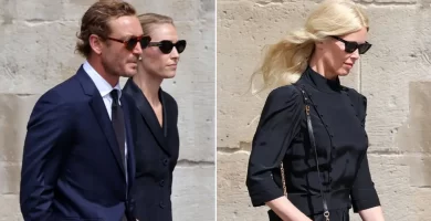 Claudia Schiffer, Beatrice Borromeo and Carla Bruni gather to bid farewell to Dior public relations manager Mathilde Favier at funeral in Paris