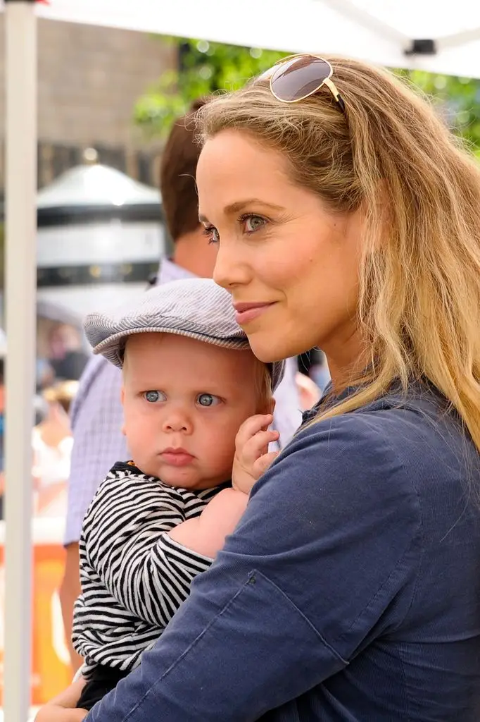 Elizabeth Berkley and her son Sky Cole visit Lauren "Additional" at The Grove on June 6, 2013 in Los Angeles, California. 
