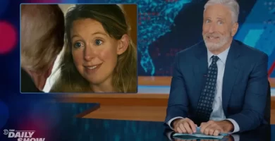 Jon Stewart Compares Donald Trump Aide Natalie Harp to Elizabeth Holmes in Viral 'You Can See It All' Trailer