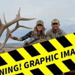 Kristi Noem poses with a dead elk during an archery hunting trip