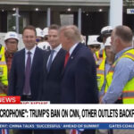Screenshot from CNN that says "Media ban backfires, leaving Trump without a microphone"