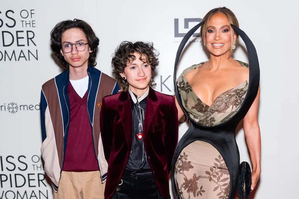 Jennifer Lopez with twins Emme and Max at the screening 