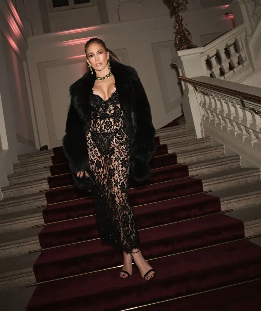 Jennifer Lopez leaves little to the creativeness in a seductive sheer gown 1 She donned a sheer lace look