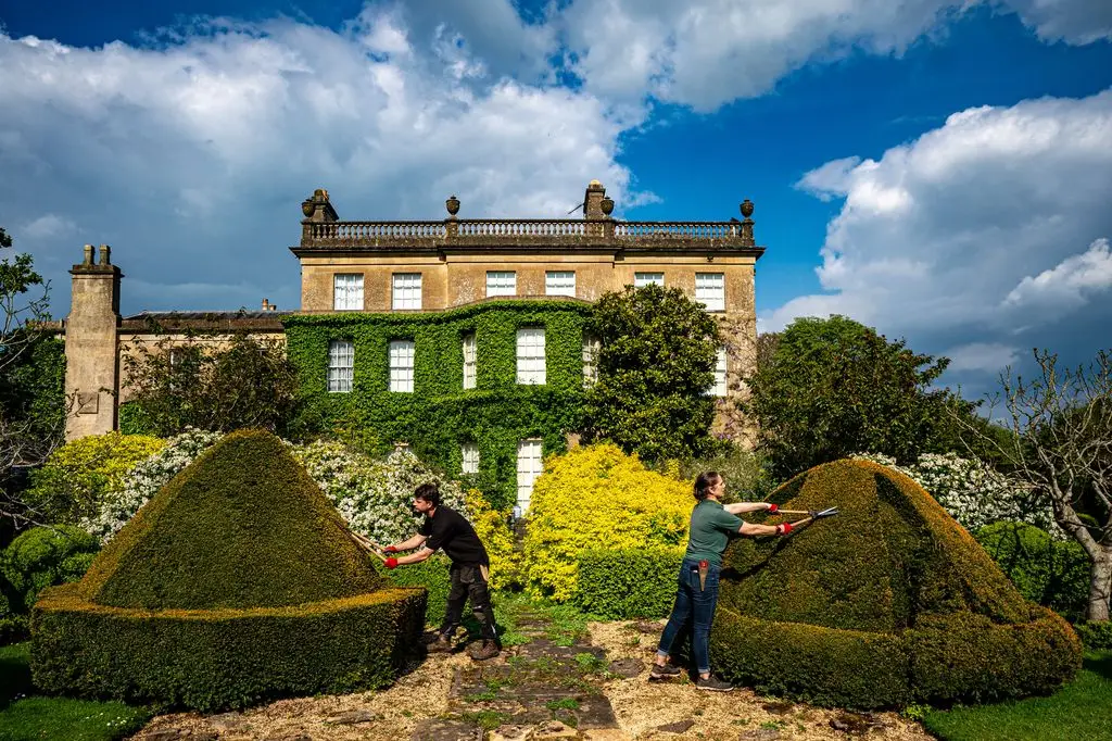 Gardeners tend to the topiary bushes at the private residence of King Charles III and Queen Camilla in Highgrove Gardens, Gloucestershire, ahead of World Topiary Day on May 12, when the gardens are open to the public and welcome tens of thousands of visitors between April and October each year. Photo date: Tuesday May 7, 2024.