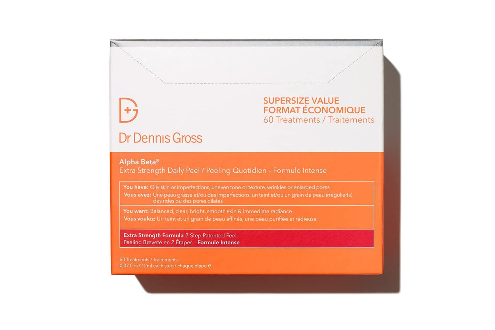 Dr. Dennis Gross Alpha Beta Extra Strength Daily Peel, a large value pack containing 60 treatments.