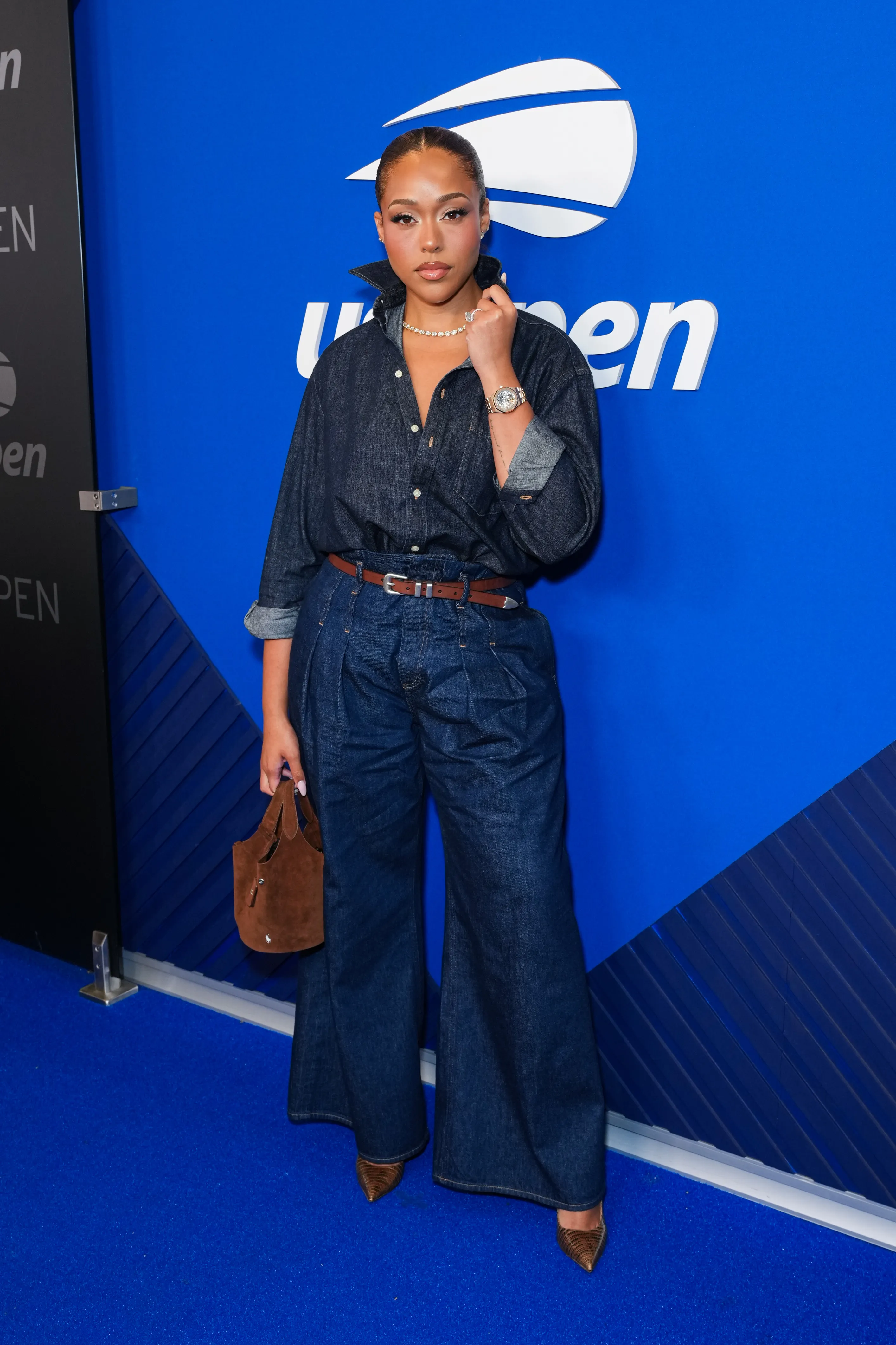 Celebrities attend the US Open Jordyn Woods attends the US Open men's singles championship match.