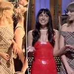 Taylor Swift is crazy about plaid on 'SNL' with Dakota Johnson