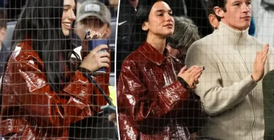 Dua Lipa wears $15,000 Chanel coat to Yankees playoff recreation with husband Callum Turner 4 Dua Lipa wears $15,000 Chanel coat to Yankees playoff game with husband Callum Turner