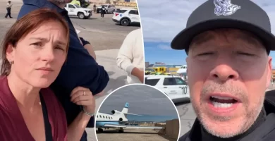 'Power Rangers' star Amy Jo Johnson 'glad to be alive' after Donnie Wahlberg's private jet skids off Vegas runway
