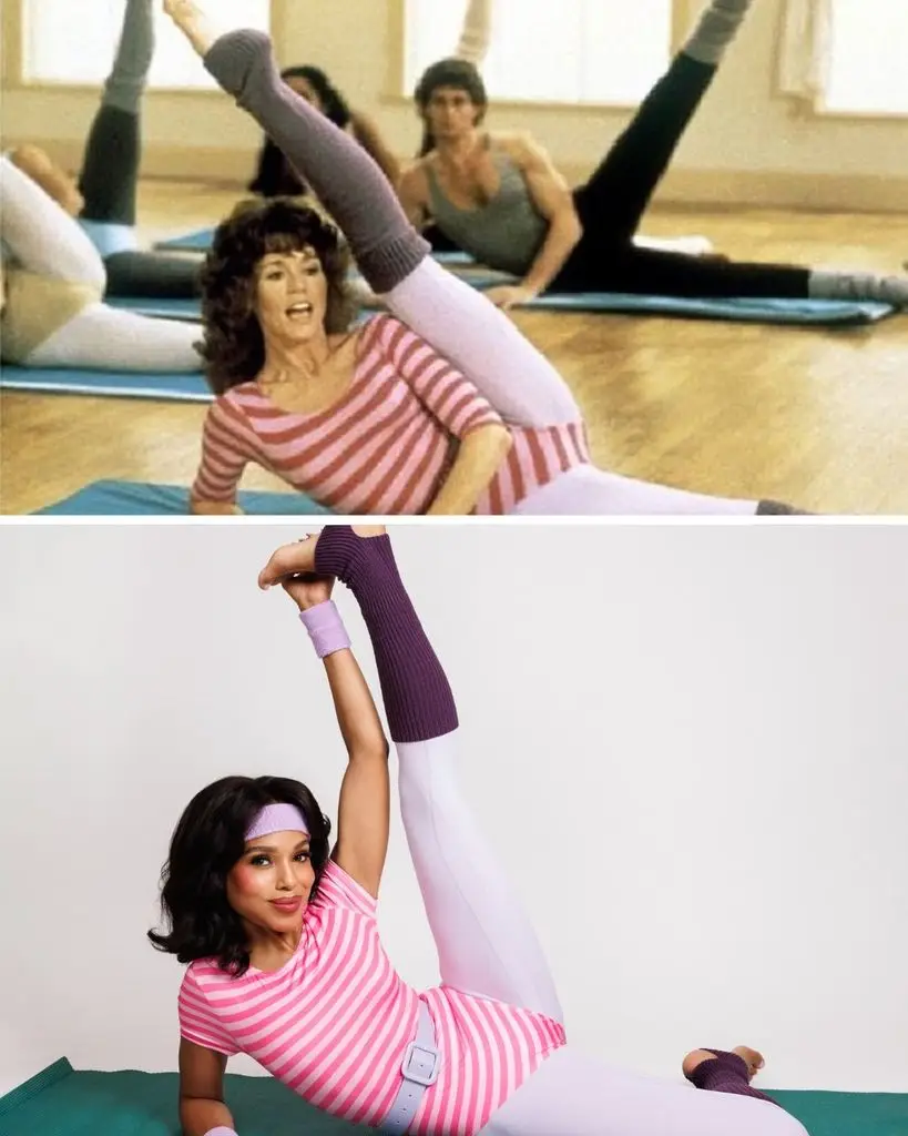 Kerry Washington Pays Homage to '80s Legend With Iconic Halloween Costume 1 Kerry Washington dressed as Jane Fonda for Halloween, shared via Instagram