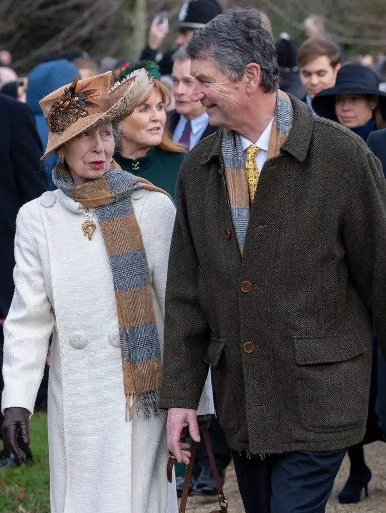 Princess Anne, The Princess Royal and Timothy Laurence attend the Christmas Day service at St Mary Magdalene Church
