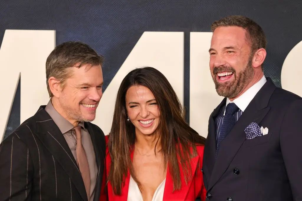 Matt Damon, Luciana Damon and Ben Affleck attend the Netflix world premiere "Animals" at the Westwood Village Theater on October 1, 2026 in Los Angeles, California. (Photo by Chloé Kern/WireImage)