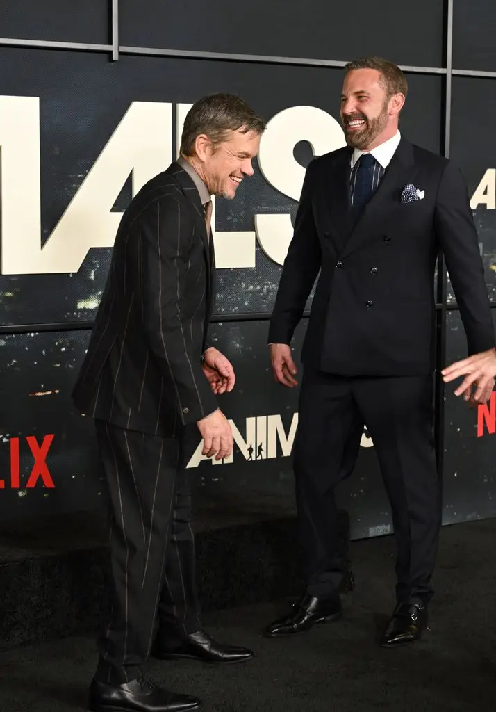 Matt Damon and Ben Affleck attend the Netflix world premiere "Animals" at the Westwood Village Theater on October 1, 2026 in Los Angeles, California. (Photo by Axelle/Bauer-Griffin/FilmMagic)