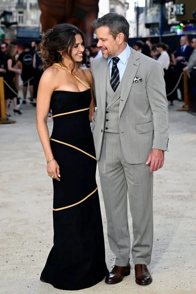 Luciana Damon and Matt Damon attend the world premiere of "The Odyssey" at Odeon Luxe Leicester Square on July 6, 2026 in London, England. (Photo by Gareth Cattermole/Getty Images)